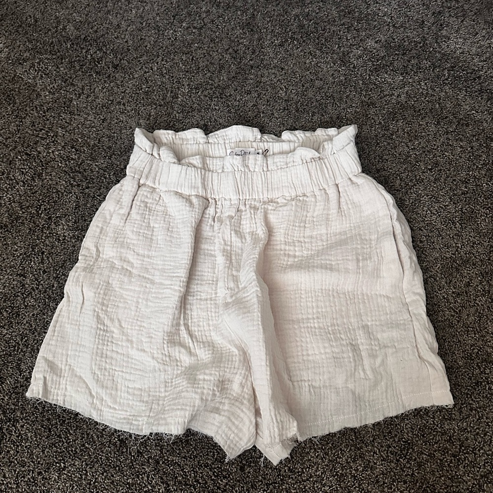 High Waist Cream Shorts for Women